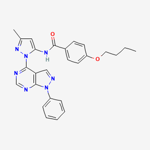 molecular formula C26H25N7O2 B6570647 4-butoxy-N-(3-methyl-1-{1-phenyl-1H-pyrazolo[3,4-d]pyrimidin-4-yl}-1H-pyrazol-5-yl)benzamide CAS No. 1005922-33-7