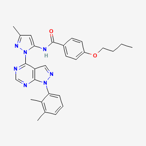 molecular formula C28H29N7O2 B6570654 4-butoxy-N-{1-[1-(2,3-dimethylphenyl)-1H-pyrazolo[3,4-d]pyrimidin-4-yl]-3-methyl-1H-pyrazol-5-yl}benzamide CAS No. 1007173-26-3