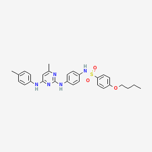 molecular formula C28H31N5O3S B6570727 4-butoxy-N-[4-({4-methyl-6-[(4-methylphenyl)amino]pyrimidin-2-yl}amino)phenyl]benzene-1-sulfonamide CAS No. 946219-90-5