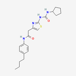 molecular formula C21H28N4O2S B6570764 N-(4-butylphenyl)-2-{2-[(cyclopentylcarbamoyl)amino]-1,3-thiazol-4-yl}acetamide CAS No. 921876-31-5