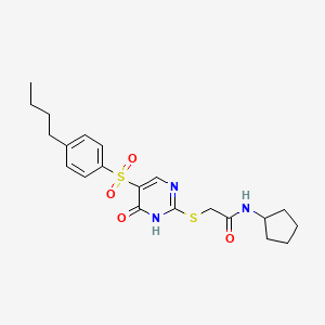 molecular formula C21H27N3O4S2 B6570777 2-{[5-(4-butylbenzenesulfonyl)-6-oxo-1,6-dihydropyrimidin-2-yl]sulfanyl}-N-cyclopentylacetamide CAS No. 1021261-31-3