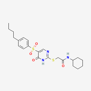 molecular formula C22H29N3O4S2 B6570780 2-{[5-(4-butylbenzenesulfonyl)-6-oxo-1,6-dihydropyrimidin-2-yl]sulfanyl}-N-cyclohexylacetamide CAS No. 1021224-04-3