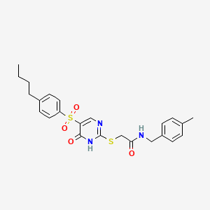 molecular formula C24H27N3O4S2 B6570790 2-{[5-(4-butylbenzenesulfonyl)-6-oxo-1,6-dihydropyrimidin-2-yl]sulfanyl}-N-[(4-methylphenyl)methyl]acetamide CAS No. 1021261-24-4