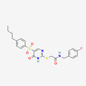 molecular formula C23H24FN3O4S2 B6570794 2-{[5-(4-butylbenzenesulfonyl)-6-oxo-1,6-dihydropyrimidin-2-yl]sulfanyl}-N-[(4-fluorophenyl)methyl]acetamide CAS No. 1021223-98-2