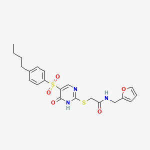 molecular formula C21H23N3O5S2 B6570801 2-{[5-(4-butylbenzenesulfonyl)-6-oxo-1,6-dihydropyrimidin-2-yl]sulfanyl}-N-[(furan-2-yl)methyl]acetamide CAS No. 1021224-00-9