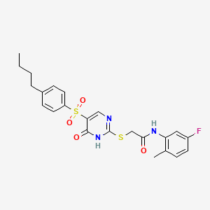 molecular formula C23H24FN3O4S2 B6570802 2-{[5-(4-butylbenzenesulfonyl)-6-oxo-1,6-dihydropyrimidin-2-yl]sulfanyl}-N-(5-fluoro-2-methylphenyl)acetamide CAS No. 1021213-71-7