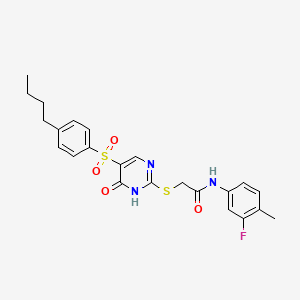 molecular formula C23H24FN3O4S2 B6570809 2-{[5-(4-butylbenzenesulfonyl)-6-oxo-1,6-dihydropyrimidin-2-yl]sulfanyl}-N-(3-fluoro-4-methylphenyl)acetamide CAS No. 1021213-66-0