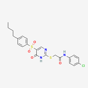 molecular formula C22H22ClN3O4S2 B6570831 2-{[5-(4-butylbenzenesulfonyl)-6-oxo-1,6-dihydropyrimidin-2-yl]sulfanyl}-N-(4-chlorophenyl)acetamide CAS No. 1021260-04-7