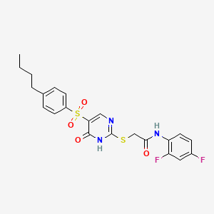 molecular formula C22H21F2N3O4S2 B6570847 2-{[5-(4-butylbenzenesulfonyl)-6-oxo-1,6-dihydropyrimidin-2-yl]sulfanyl}-N-(2,4-difluorophenyl)acetamide CAS No. 1021260-11-6