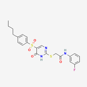 molecular formula C22H22FN3O4S2 B6570855 2-{[5-(4-butylbenzenesulfonyl)-6-oxo-1,6-dihydropyrimidin-2-yl]sulfanyl}-N-(3-fluorophenyl)acetamide CAS No. 1021213-62-6