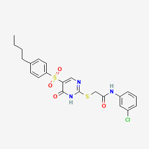 molecular formula C22H22ClN3O4S2 B6570856 2-{[5-(4-butylbenzenesulfonyl)-6-oxo-1,6-dihydropyrimidin-2-yl]sulfanyl}-N-(3-chlorophenyl)acetamide CAS No. 1021213-57-9