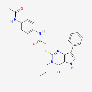 molecular formula C26H27N5O3S B6570883 2-({3-butyl-4-oxo-7-phenyl-3H,4H,5H-pyrrolo[3,2-d]pyrimidin-2-yl}sulfanyl)-N-(4-acetamidophenyl)acetamide CAS No. 1021228-06-7
