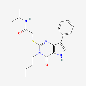 molecular formula C21H26N4O2S B6570891 2-({3-butyl-4-oxo-7-phenyl-3H,4H,5H-pyrrolo[3,2-d]pyrimidin-2-yl}sulfanyl)-N-(propan-2-yl)acetamide CAS No. 1021265-47-3