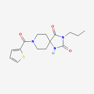 molecular formula C15H19N3O3S B6570973 3-propyl-8-(thiophene-2-carbonyl)-1,3,8-triazaspiro[4.5]decane-2,4-dione CAS No. 1021251-33-1