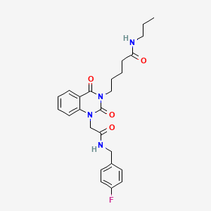 molecular formula C25H29FN4O4 B6571034 5-[1-({[(4-fluorophenyl)methyl]carbamoyl}methyl)-2,4-dioxo-1,2,3,4-tetrahydroquinazolin-3-yl]-N-propylpentanamide CAS No. 1021252-83-4