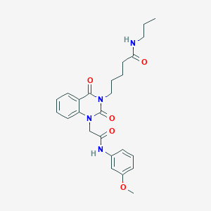 molecular formula C25H30N4O5 B6571065 5-(1-{[(3-methoxyphenyl)carbamoyl]methyl}-2,4-dioxo-1,2,3,4-tetrahydroquinazolin-3-yl)-N-propylpentanamide CAS No. 1021252-76-5
