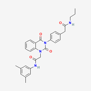 molecular formula C29H30N4O4 B6571073 2-[4-(1-{[(3,5-dimethylphenyl)carbamoyl]methyl}-2,4-dioxo-1,2,3,4-tetrahydroquinazolin-3-yl)phenyl]-N-propylacetamide CAS No. 1021225-02-4