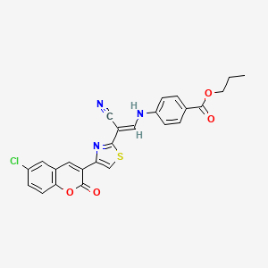 molecular formula C25H18ClN3O4S B6571080 propyl 4-{[(1E)-2-[4-(6-chloro-2-oxo-2H-chromen-3-yl)-1,3-thiazol-2-yl]-2-cyanoeth-1-en-1-yl]amino}benzoate CAS No. 1021230-87-4