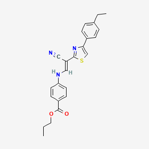 molecular formula C24H23N3O2S B6571081 propyl 4-{[(1E)-2-cyano-2-[4-(4-ethylphenyl)-1,3-thiazol-2-yl]eth-1-en-1-yl]amino}benzoate CAS No. 1021230-74-9