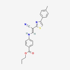 molecular formula C23H21N3O2S B6571086 propyl 4-{[(1E)-2-cyano-2-[4-(4-methylphenyl)-1,3-thiazol-2-yl]eth-1-en-1-yl]amino}benzoate CAS No. 1021230-67-0