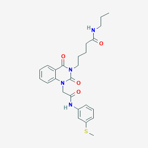 molecular formula C25H30N4O4S B6571093 5-[1-({[3-(methylsulfanyl)phenyl]carbamoyl}methyl)-2,4-dioxo-1,2,3,4-tetrahydroquinazolin-3-yl]-N-propylpentanamide CAS No. 1021252-80-1