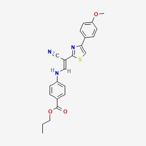 molecular formula C23H21N3O3S B6571102 propyl 4-{[(1E)-2-cyano-2-[4-(4-methoxyphenyl)-1,3-thiazol-2-yl]eth-1-en-1-yl]amino}benzoate CAS No. 1021251-03-5