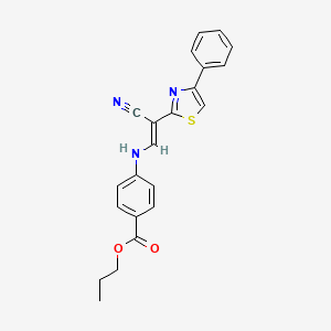 molecular formula C22H19N3O2S B6571107 propyl 4-{[(1E)-2-cyano-2-(4-phenyl-1,3-thiazol-2-yl)eth-1-en-1-yl]amino}benzoate CAS No. 1021230-61-4