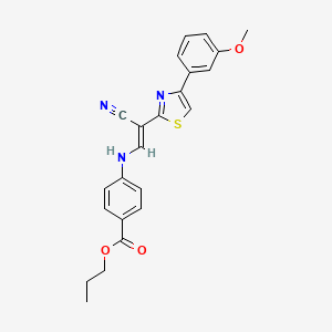 molecular formula C23H21N3O3S B6571108 propyl 4-{[(1E)-2-cyano-2-[4-(3-methoxyphenyl)-1,3-thiazol-2-yl]eth-1-en-1-yl]amino}benzoate CAS No. 1021230-81-8