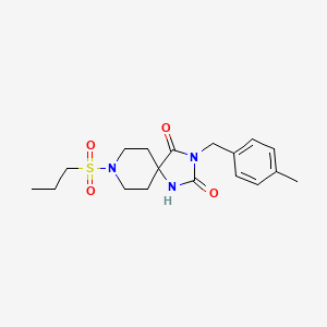 molecular formula C18H25N3O4S B6571143 3-[(4-methylphenyl)methyl]-8-(propane-1-sulfonyl)-1,3,8-triazaspiro[4.5]decane-2,4-dione CAS No. 1021265-43-9