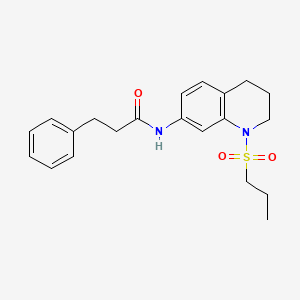 molecular formula C21H26N2O3S B6571150 3-phenyl-N-[1-(propane-1-sulfonyl)-1,2,3,4-tetrahydroquinolin-7-yl]propanamide CAS No. 946292-09-7