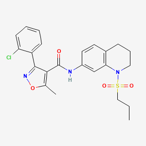 molecular formula C23H24ClN3O4S B6571222 3-(2-chlorophenyl)-5-methyl-N-[1-(propane-1-sulfonyl)-1,2,3,4-tetrahydroquinolin-7-yl]-1,2-oxazole-4-carboxamide CAS No. 946299-37-2