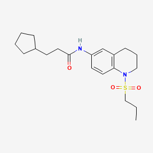 molecular formula C20H30N2O3S B6571386 3-cyclopentyl-N-[1-(propane-1-sulfonyl)-1,2,3,4-tetrahydroquinolin-6-yl]propanamide CAS No. 946383-07-9