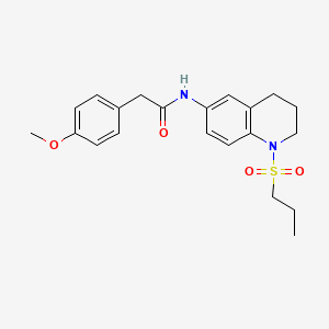 molecular formula C21H26N2O4S B6571415 2-(4-methoxyphenyl)-N-[1-(propane-1-sulfonyl)-1,2,3,4-tetrahydroquinolin-6-yl]acetamide CAS No. 946336-29-4