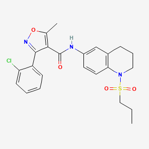 molecular formula C23H24ClN3O4S B6571454 3-(2-chlorophenyl)-5-methyl-N-[1-(propane-1-sulfonyl)-1,2,3,4-tetrahydroquinolin-6-yl]-1,2-oxazole-4-carboxamide CAS No. 946383-23-9