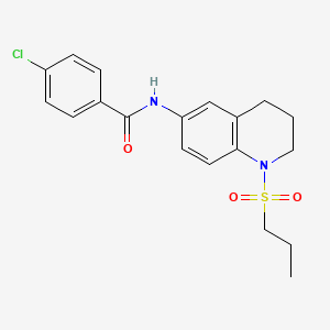 molecular formula C19H21ClN2O3S B6571507 4-chloro-N-[1-(propane-1-sulfonyl)-1,2,3,4-tetrahydroquinolin-6-yl]benzamide CAS No. 946260-89-5