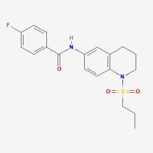 molecular formula C19H21FN2O3S B6571536 4-fluoro-N-[1-(propane-1-sulfonyl)-1,2,3,4-tetrahydroquinolin-6-yl]benzamide CAS No. 946383-32-0
