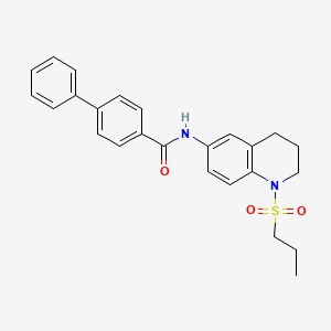 molecular formula C25H26N2O3S B6571556 N-[1-(propane-1-sulfonyl)-1,2,3,4-tetrahydroquinolin-6-yl]-[1,1'-biphenyl]-4-carboxamide CAS No. 946282-06-0