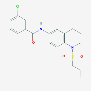 molecular formula C19H21ClN2O3S B6571561 3-chloro-N-[1-(propane-1-sulfonyl)-1,2,3,4-tetrahydroquinolin-6-yl]benzamide CAS No. 946281-94-3
