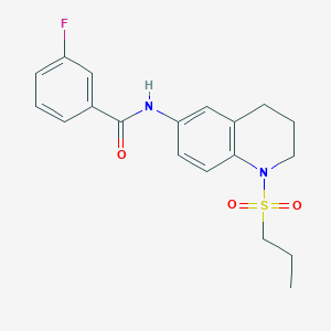 molecular formula C19H21FN2O3S B6571578 3-fluoro-N-[1-(propane-1-sulfonyl)-1,2,3,4-tetrahydroquinolin-6-yl]benzamide CAS No. 946336-61-4