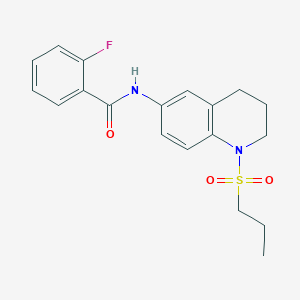 molecular formula C19H21FN2O3S B6571597 2-fluoro-N-[1-(propane-1-sulfonyl)-1,2,3,4-tetrahydroquinolin-6-yl]benzamide CAS No. 946336-53-4