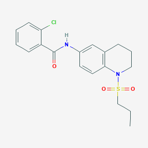 molecular formula C19H21ClN2O3S B6571615 2-chloro-N-[1-(propane-1-sulfonyl)-1,2,3,4-tetrahydroquinolin-6-yl]benzamide CAS No. 946213-55-4