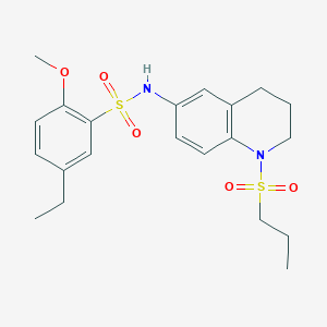 molecular formula C21H28N2O5S2 B6571658 5-ethyl-2-methoxy-N-[1-(propane-1-sulfonyl)-1,2,3,4-tetrahydroquinolin-6-yl]benzene-1-sulfonamide CAS No. 946296-77-1