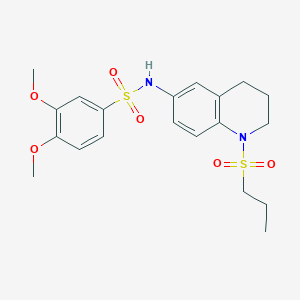 molecular formula C20H26N2O6S2 B6571676 3,4-dimethoxy-N-[1-(propane-1-sulfonyl)-1,2,3,4-tetrahydroquinolin-6-yl]benzene-1-sulfonamide CAS No. 946284-02-2