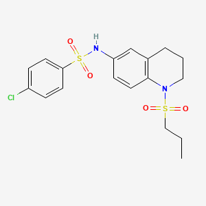 molecular formula C18H21ClN2O4S2 B6571691 4-chloro-N-[1-(propane-1-sulfonyl)-1,2,3,4-tetrahydroquinolin-6-yl]benzene-1-sulfonamide CAS No. 946347-04-2