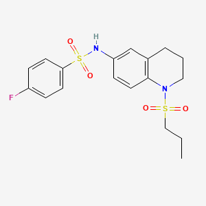 molecular formula C18H21FN2O4S2 B6571698 4-fluoro-N-[1-(propane-1-sulfonyl)-1,2,3,4-tetrahydroquinolin-6-yl]benzene-1-sulfonamide CAS No. 946296-46-4