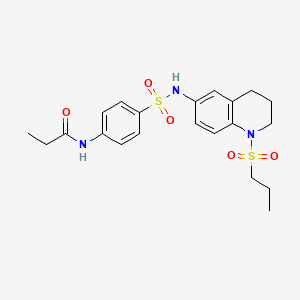 molecular formula C21H27N3O5S2 B6571731 N-(4-{[1-(propane-1-sulfonyl)-1,2,3,4-tetrahydroquinolin-6-yl]sulfamoyl}phenyl)propanamide CAS No. 946241-58-3