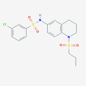 molecular formula C18H21ClN2O4S2 B6571736 3-chloro-N-[1-(propane-1-sulfonyl)-1,2,3,4-tetrahydroquinolin-6-yl]benzene-1-sulfonamide CAS No. 946346-96-9