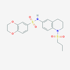 molecular formula C20H24N2O6S2 B6571737 N-[1-(propane-1-sulfonyl)-1,2,3,4-tetrahydroquinolin-6-yl]-2,3-dihydro-1,4-benzodioxine-6-sulfonamide CAS No. 946296-52-2
