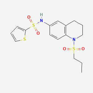 molecular formula C16H20N2O4S3 B6571751 N-[1-(propane-1-sulfonyl)-1,2,3,4-tetrahydroquinolin-6-yl]thiophene-2-sulfonamide CAS No. 946241-15-2