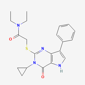 molecular formula C21H24N4O2S B6571777 2-({3-cyclopropyl-4-oxo-7-phenyl-3H,4H,5H-pyrrolo[3,2-d]pyrimidin-2-yl}sulfanyl)-N,N-diethylacetamide CAS No. 1021221-78-2
